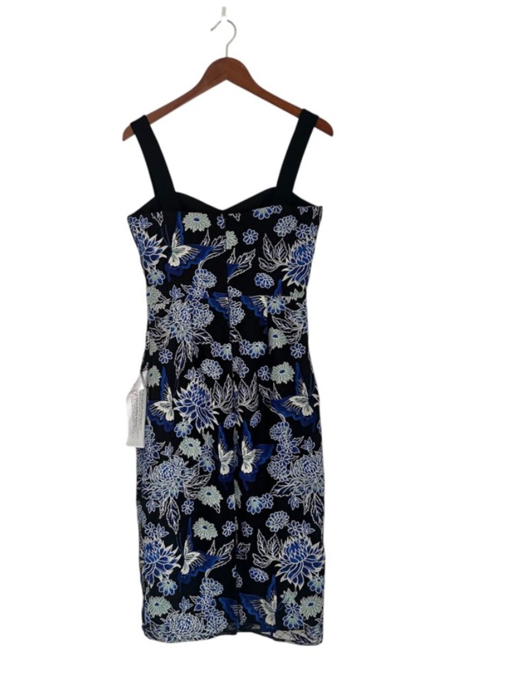 Dress the Population Nicole Black Blue Butterfly Floral Lace Dress Size M NEW - Picture 6 of 9